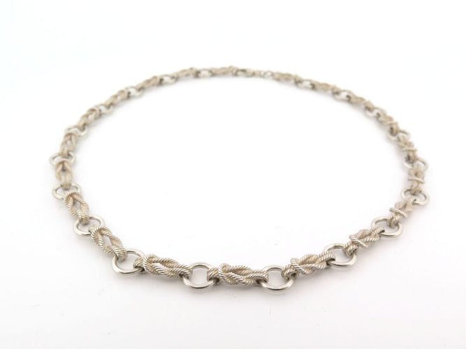 Collier vintage collier HERMES maille cordage noeuds marins argent massif 58 Facettes 257141