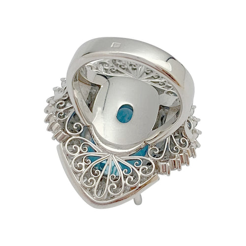 Bague 52 Bague cocktail aigue-marine et diamants. 58 Facettes 31425