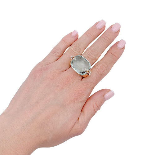 Bague 54 Bague Pomellato, "Pin Up", or rose, prasiolite, diamants, grenats. 58 Facettes 32559