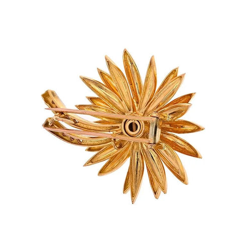 Broche Broche fleur diamants 0.80 carat 2 ors 58 Facettes 241972