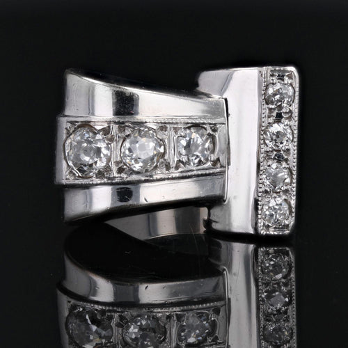 Bague 58 Bague rétro asymétrique diamants 58 Facettes 22-625