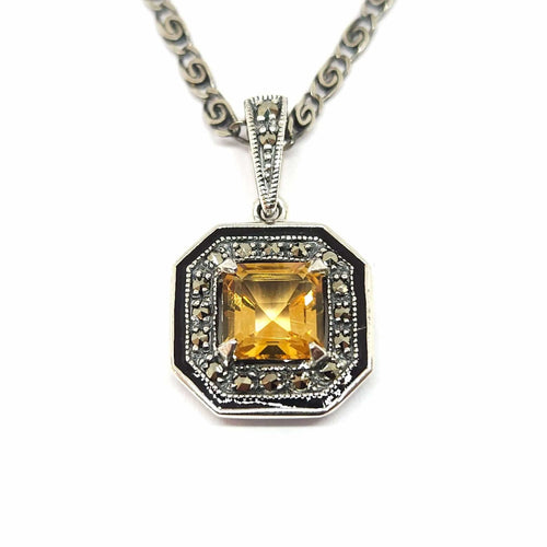 Collier Collier vintage en Argent &  citrine 58 Facettes