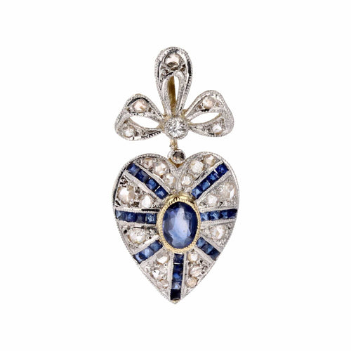 Pendentif Pendentif ancien saphir diamants coeur 58 Facettes 23-113