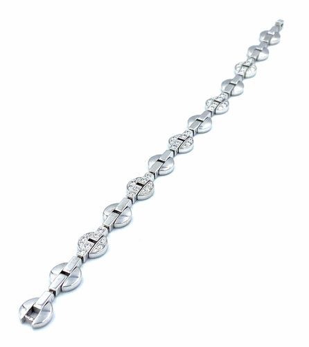 Bracelet Cartier. Collection Himalia, bracelet or blanc 18K et diamants 58 Facettes