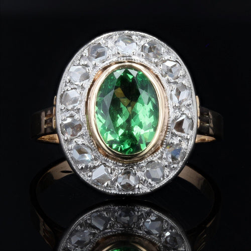 Bague 57 Bague ancienne tsavorite et diamants 58 Facettes 22-265