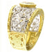 51 Bague en or jaune et blanc avec diamants taille brillant au centre et sur le pourtour 58 Facettes G3480
