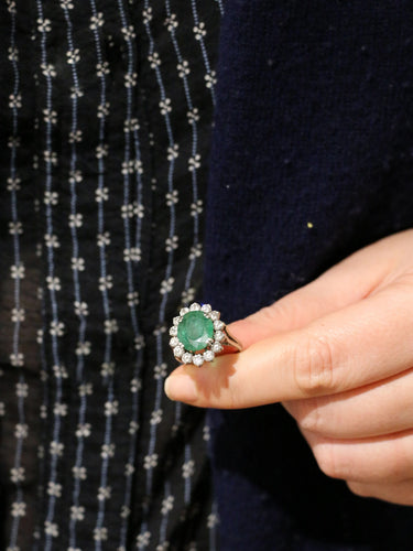Bague Bague marguerite émeraude et diamants 58 Facettes 617