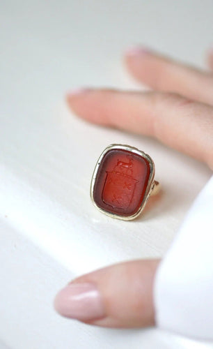 Bague 52 Bague chevalière intaille héraldique sardoine 58 Facettes