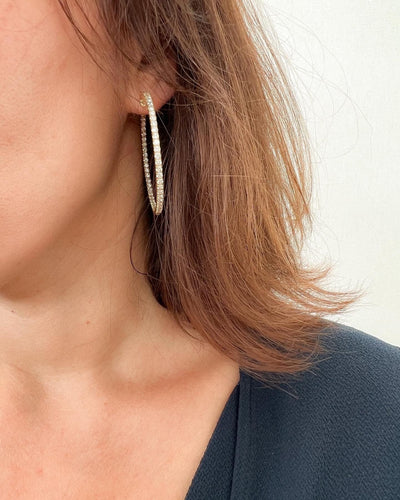 Boucles d'oreilles Créoles Or Jaune Pavées de Diamants 58 Facettes 1