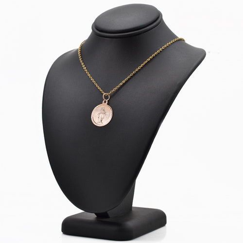 Pendentif Médaille ancienne Vierge debout or rose 58 Facettes 14-174