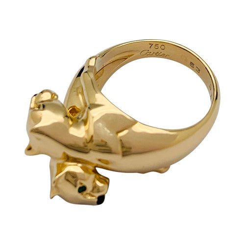 Bague 53 Bague Cartier, "Kozra", en or jaune, émeraude, onyx. 58 Facettes 31946