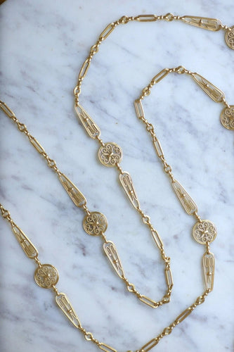 Collier Sautoir chaine ancienne, or jaune 58 Facettes
