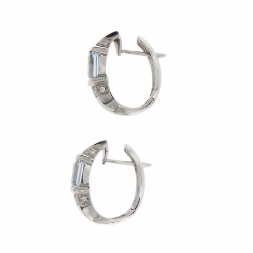 Boucles d'oreilles Boucles d'oreilles créoles diamants et aigues-marines 58 Facettes 19103