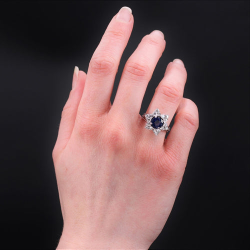 Bague 54 Bague ancienne flocon saphir diamants 58 Facettes 23-102