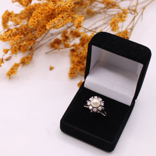 Bague Bague Marguerite diamant perle de culture 58 Facettes