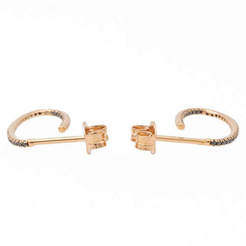 Boucles d'oreilles Ginette NY Boucles d'oreilles Ellipse black diamond hoops Or rose Diamant 58 Facettes 2394631CN