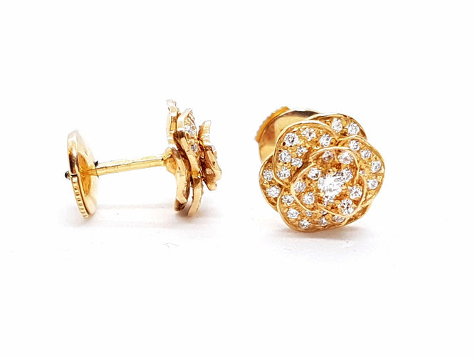 Boucles d'oreilles Boucles d'oreilles Fleur Or rose Diamant 58 Facettes 578707RV