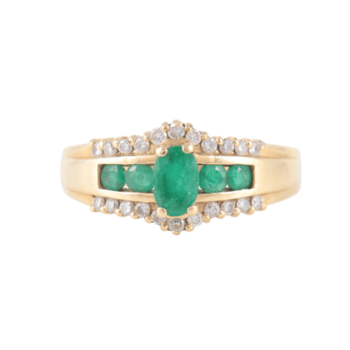 Bague Bague Émeraude Diamants Or jaune 58 Facettes