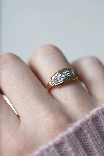 Bague Bague bandeau Art-Déco 3 Ors Diamants 58 Facettes