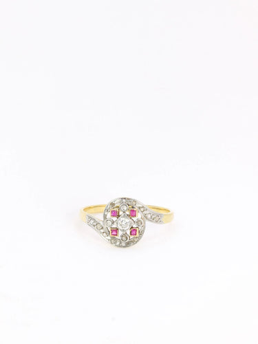 Bague Bague tourbillon ancienne diamants et rubis 58 Facettes J124