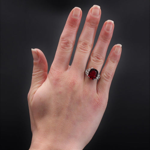 Bague 56 Bague tourmaline rubellite et diamants art déco 58 Facettes 22-492
