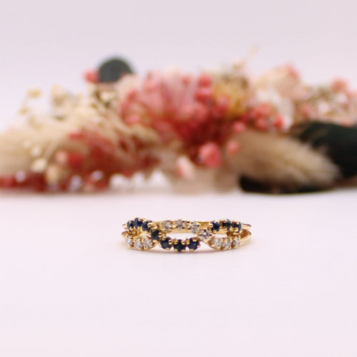 Bague Bague Diamants Saphirs entrelacés 58 Facettes