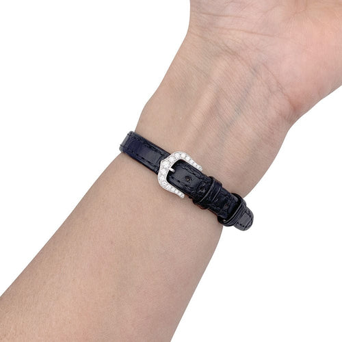 Montre Montre Cartier, "Mini Baignoire-Taches de panthère", or blanc, diamants, émail. 58 Facettes 32441