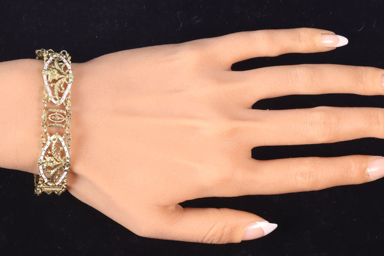 Bracelet Bracelet vintage or émail blanc attribué à Lucien Gautrait 58 Facettes 23086-0159