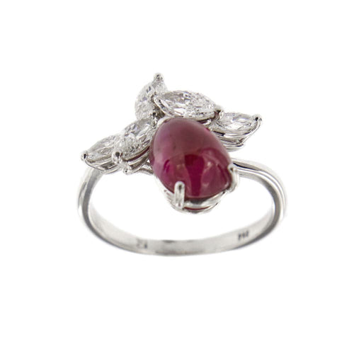 Bague 59 Bague rubis cabochon et diamants 58 Facettes 33076