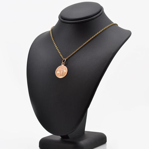 Pendentif Médaille ancienne de baptême or rose 58 Facettes 07-130