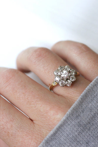Bague Bague marguerite ancienne diamants 2.30 Cts 58 Facettes