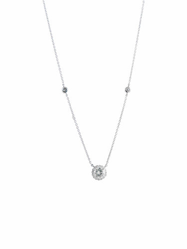 Collier Pendentif Solitaire or blanc Diamants 58 Facettes
