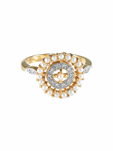 Bague 52 Bague Ronde Perles Diamants 58 Facettes