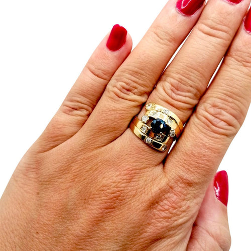 Bague Bague Saphir diamants or jaune 58 Facettes 2563