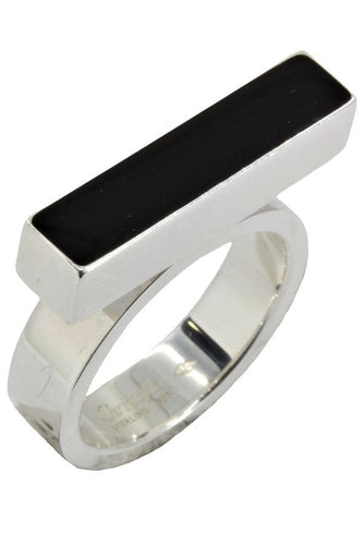 Bague 51 BAGUE MODERNE ARGENT ET ONYX "CHRISTOFLE" 58 Facettes 044321