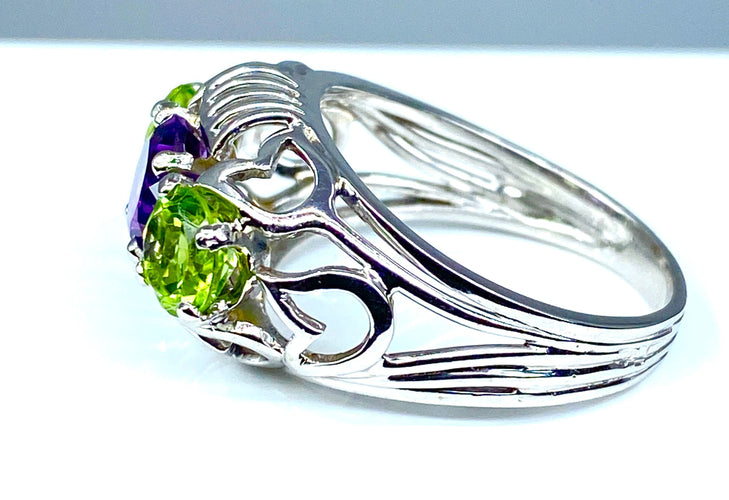 Bague Bague péridots et améthyste 58 Facettes AB247