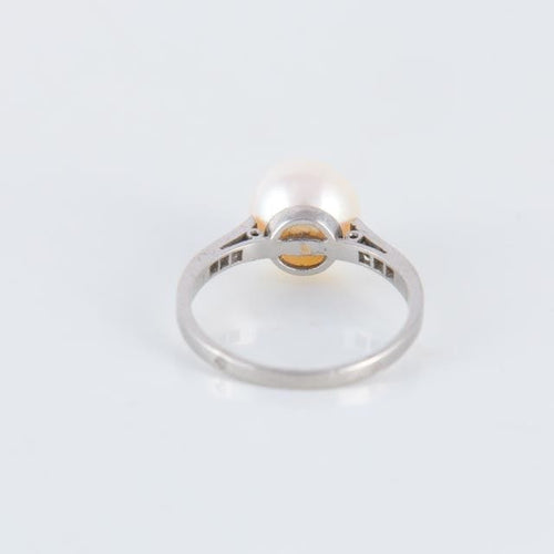 Bague 53 Bague Solitaire Perle Diamants 58 Facettes