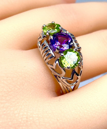 Bague 58 Bague péridots et améthyste 58 Facettes AB247