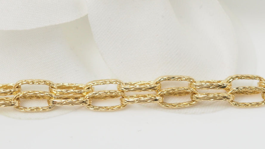 Collier 74cm Sautoir maille rectangle texturée en or jaune 58 Facettes 32461