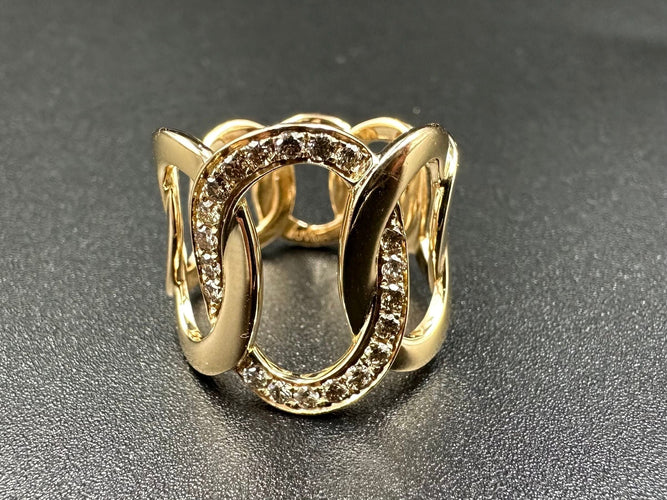 Bague 51 POMELLATO. Collection Brera, bague or rose 18K et diamants cognac 58 Facettes