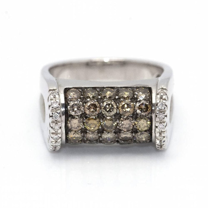 Bague 54 Bague Or blanc et Diamants Champagne 58 Facettes D360527FJ