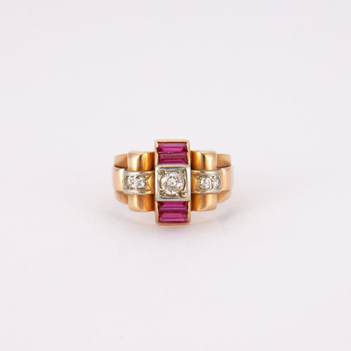 Bague 57 Bague Tank Diamants Rubis 58 Facettes