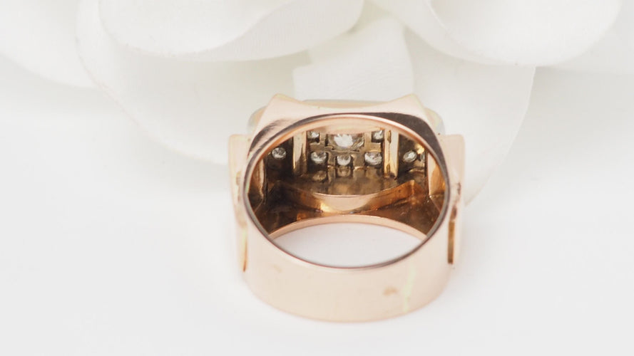 Bague 54 Bague Tank en or rose et diamants 58 Facettes 32563