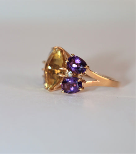 Bague Bague Papillon citrine, améthystes, diamants 58 Facettes 469