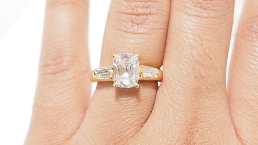 Bague 55 Bague diamant coussin 2cts 58 Facettes 32374