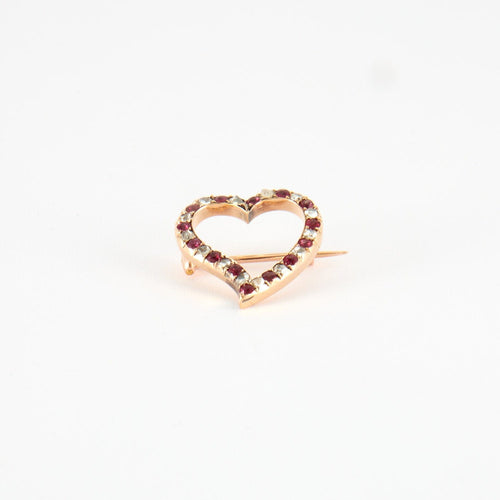 Broche Broche Cœur Rubis Diamants Fin 19ème siècle 58 Facettes LOT 1016