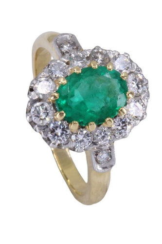 Bague 56 Bague Pompadour Or Platine Emeraude Diamants 58 Facettes 076821