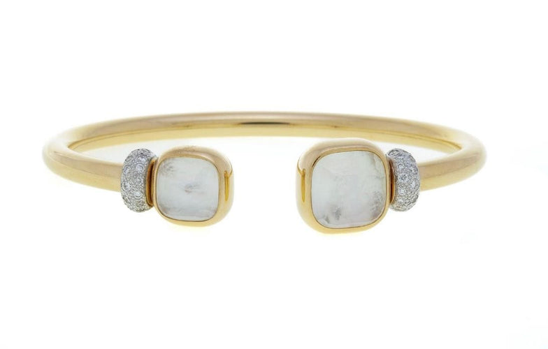 Bracelet POMELLATO. Collection Nudo, bracelet or rose, topazes blanches et diamants 58 Facettes