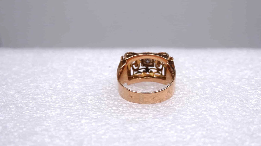 Bague 49 Bague Tank or et diamant 58 Facettes 11924