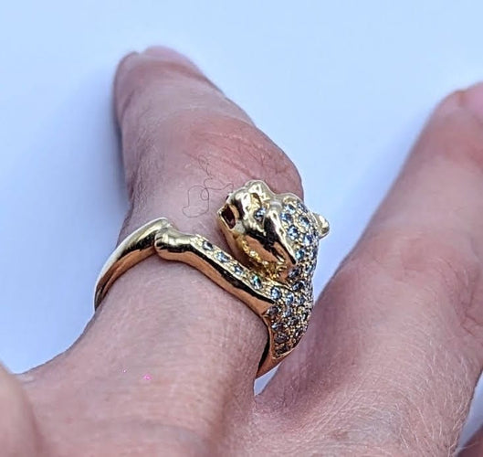 Bague Bague panthère en or et pavage diamants 58 Facettes